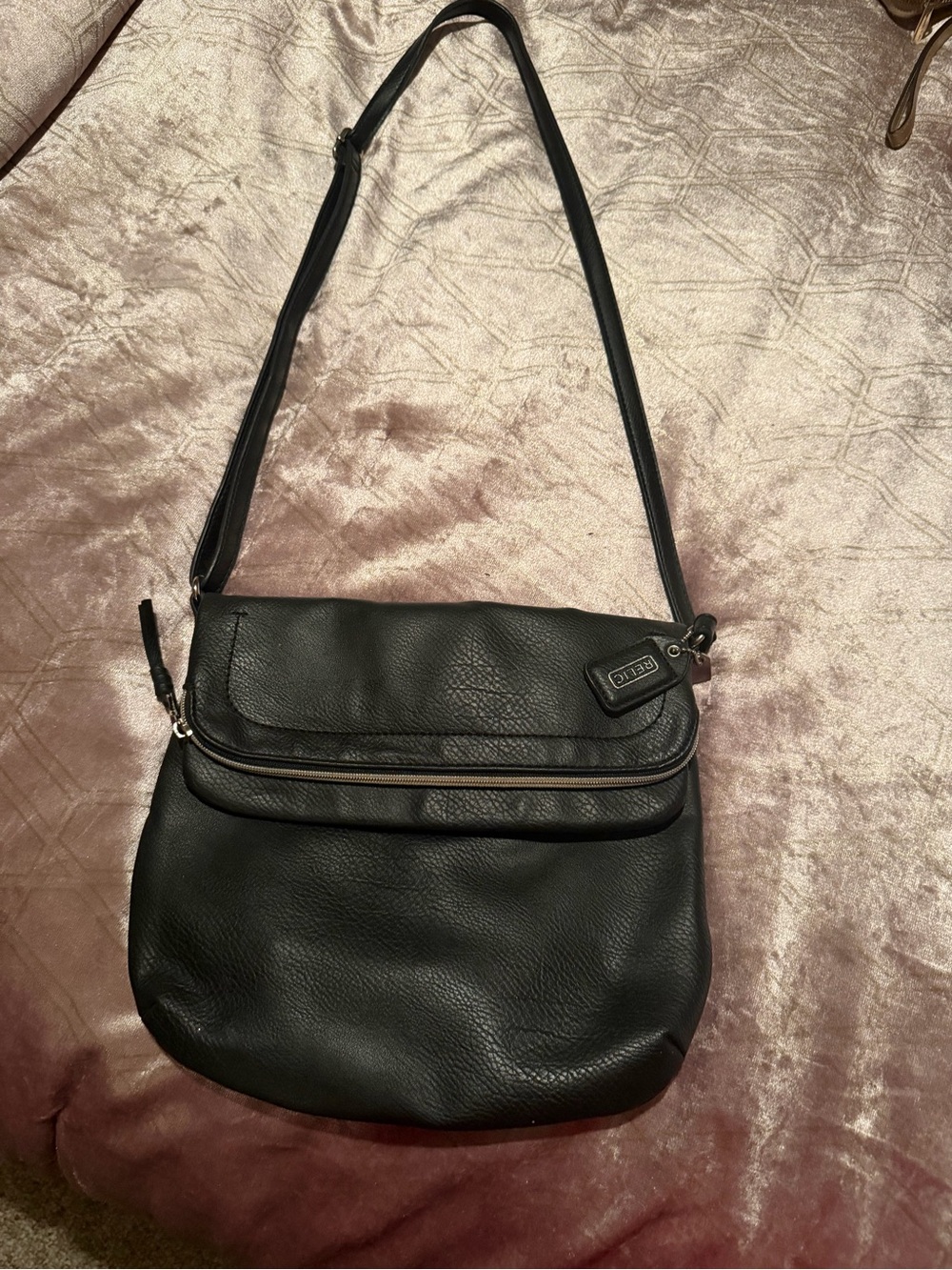 Relic Black Pebbled Leather Crossbody Bag